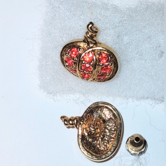 Sparkling Orange Crystal Pumpkin Shaped Earrings - Picture 7 of 10